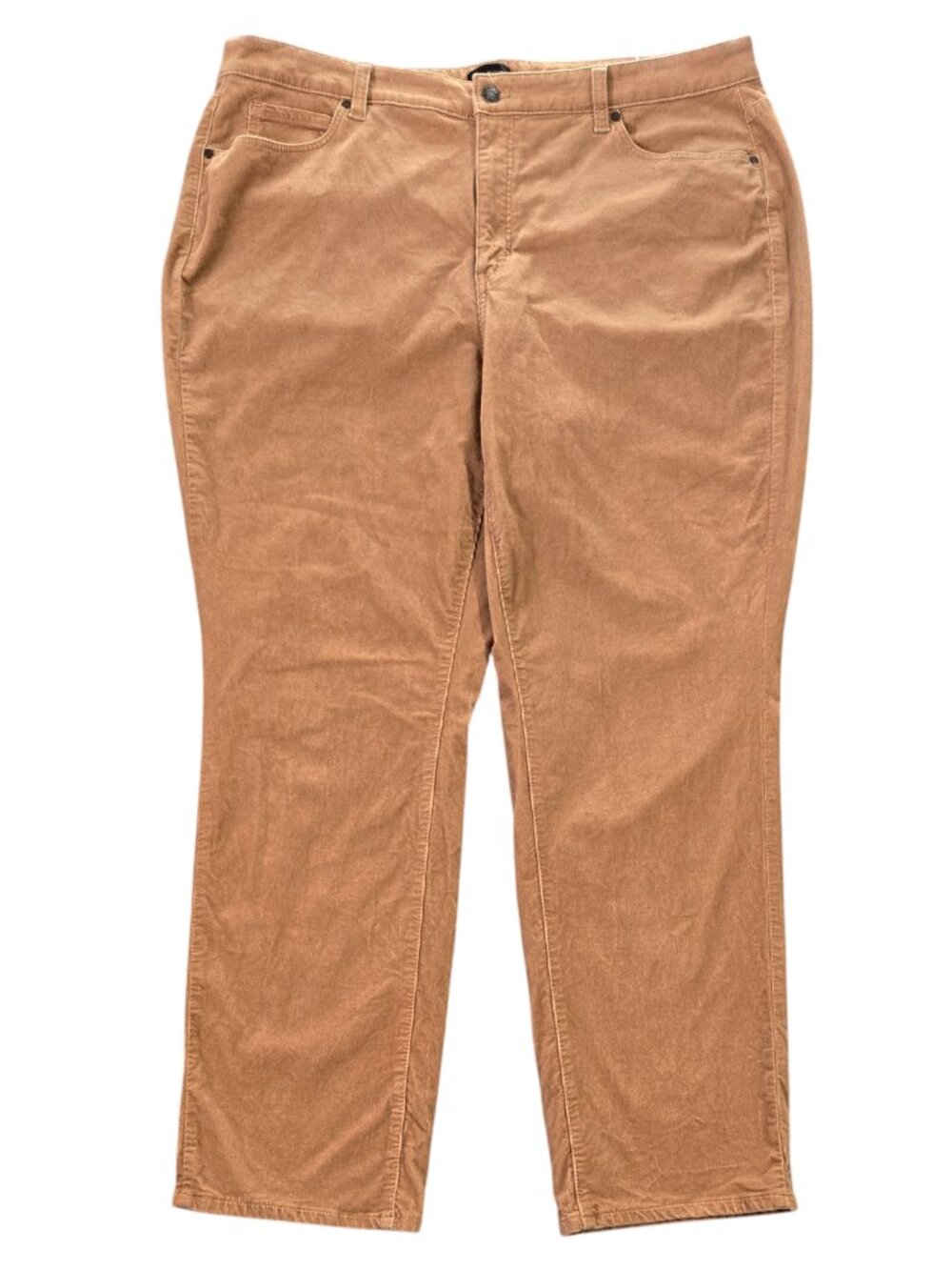 Talbots Camel Brown Curvy Corduroy Straight Leg Pant Neutral Cabincore